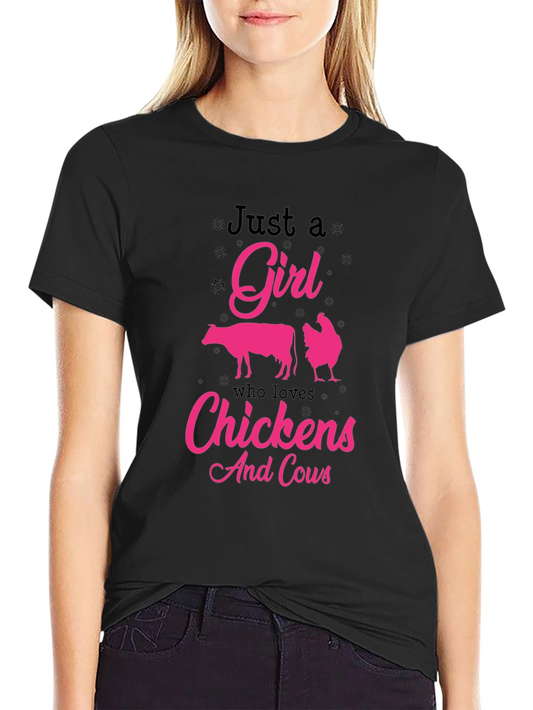 Just a Girl Who Loves Chickens and Cows T-Shirt