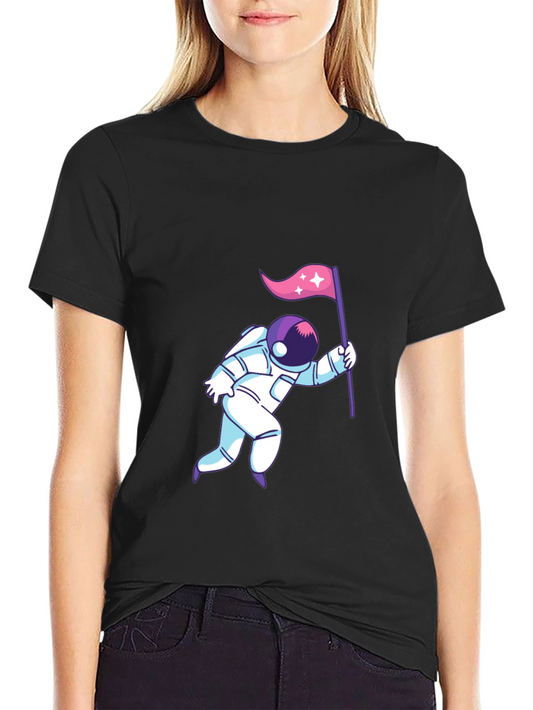 Astronaut Flag Graphic T-Shirt - Space Lover Tee