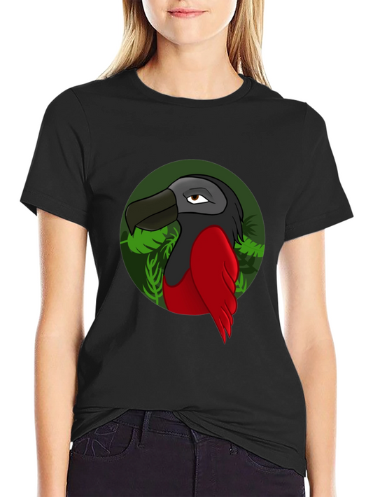 Cartoon Bird Graphic T-Shirt - Black
