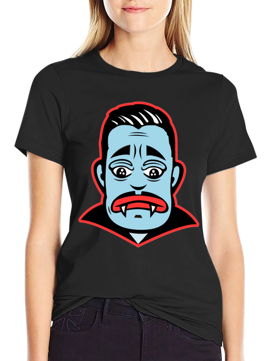 Cartoon Vampire Face Graphic T-Shirt