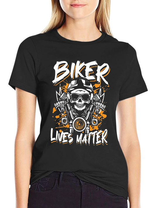 Biker Lives Matter Graphic Tee - Skull Motorcycle Design