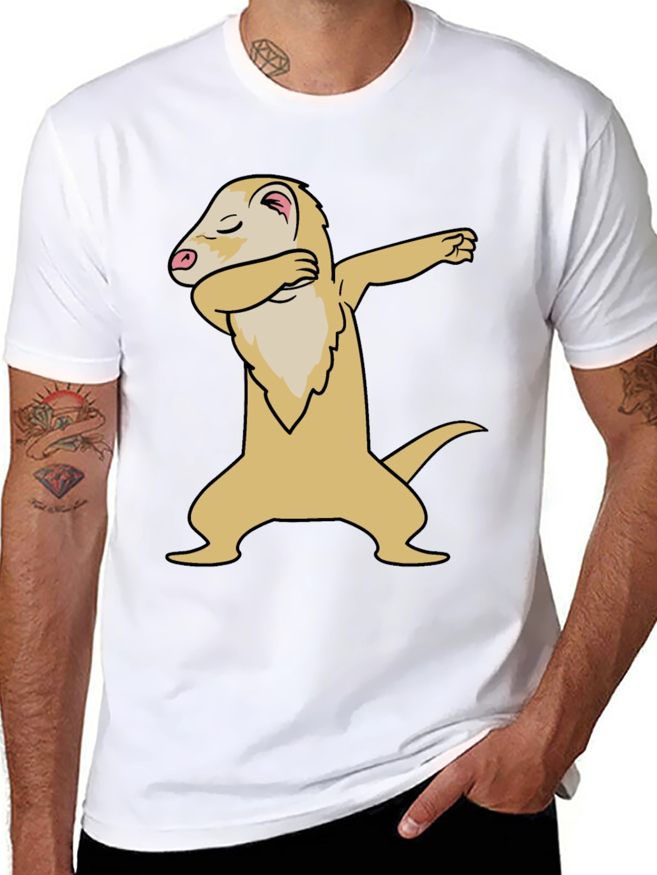 Dabbing Ferret Graphic Tee - Cool Casual Style