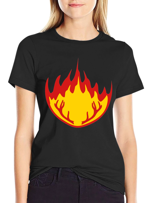 Flame Antler Graphic Black T-Shirt