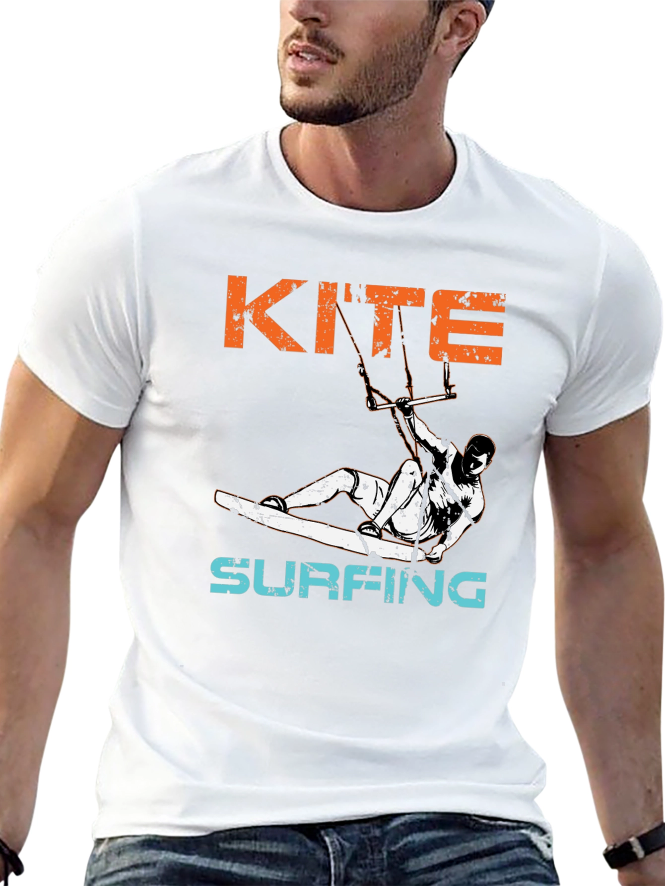 Kite Surfing Graphic T-Shirt - Black Cotton Tee