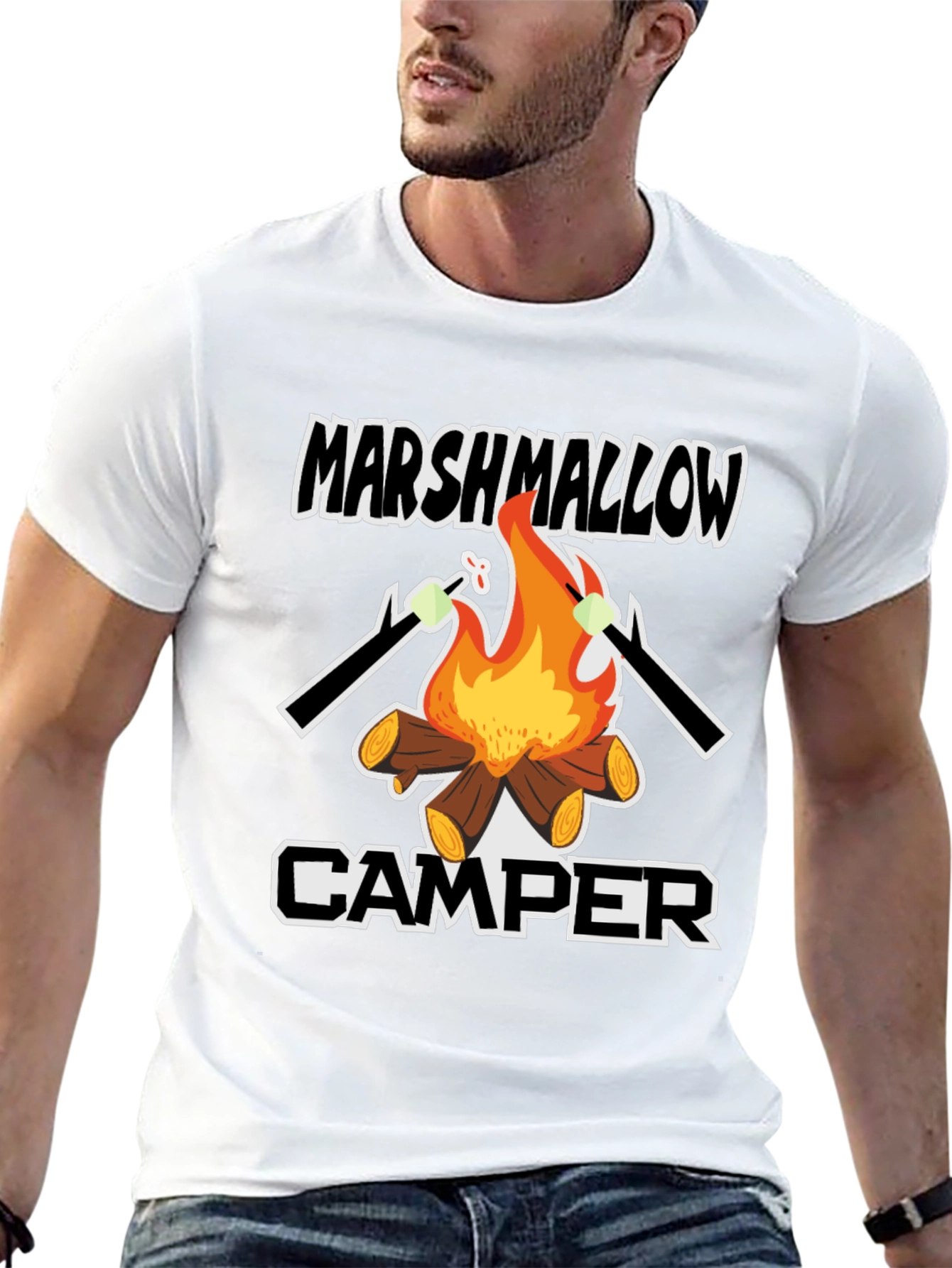 Marshmallow Camper Graphic Tee - Outdoor Camping Shirt