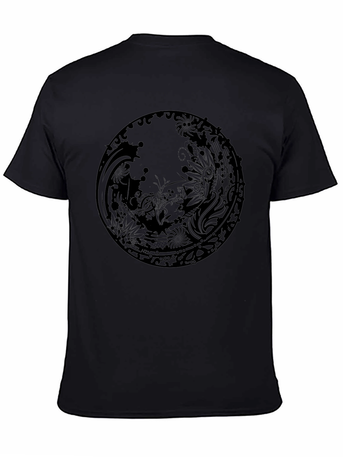 Black Graphic Print Crew Neck T-Shirt