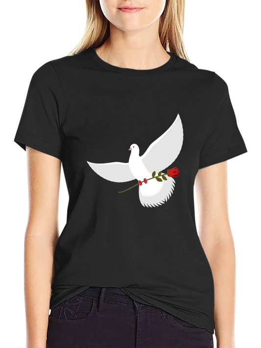 Dove and Rose Graphic Tee - Black