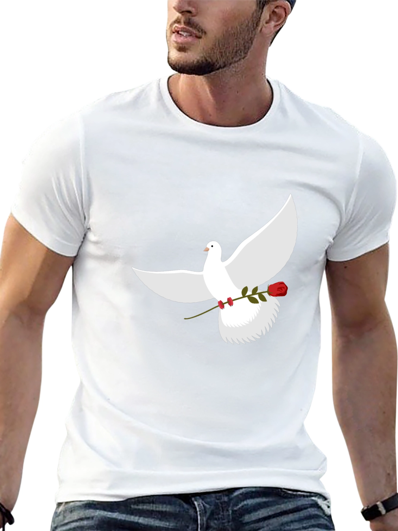 Dove and Rose Graphic Tee - Black