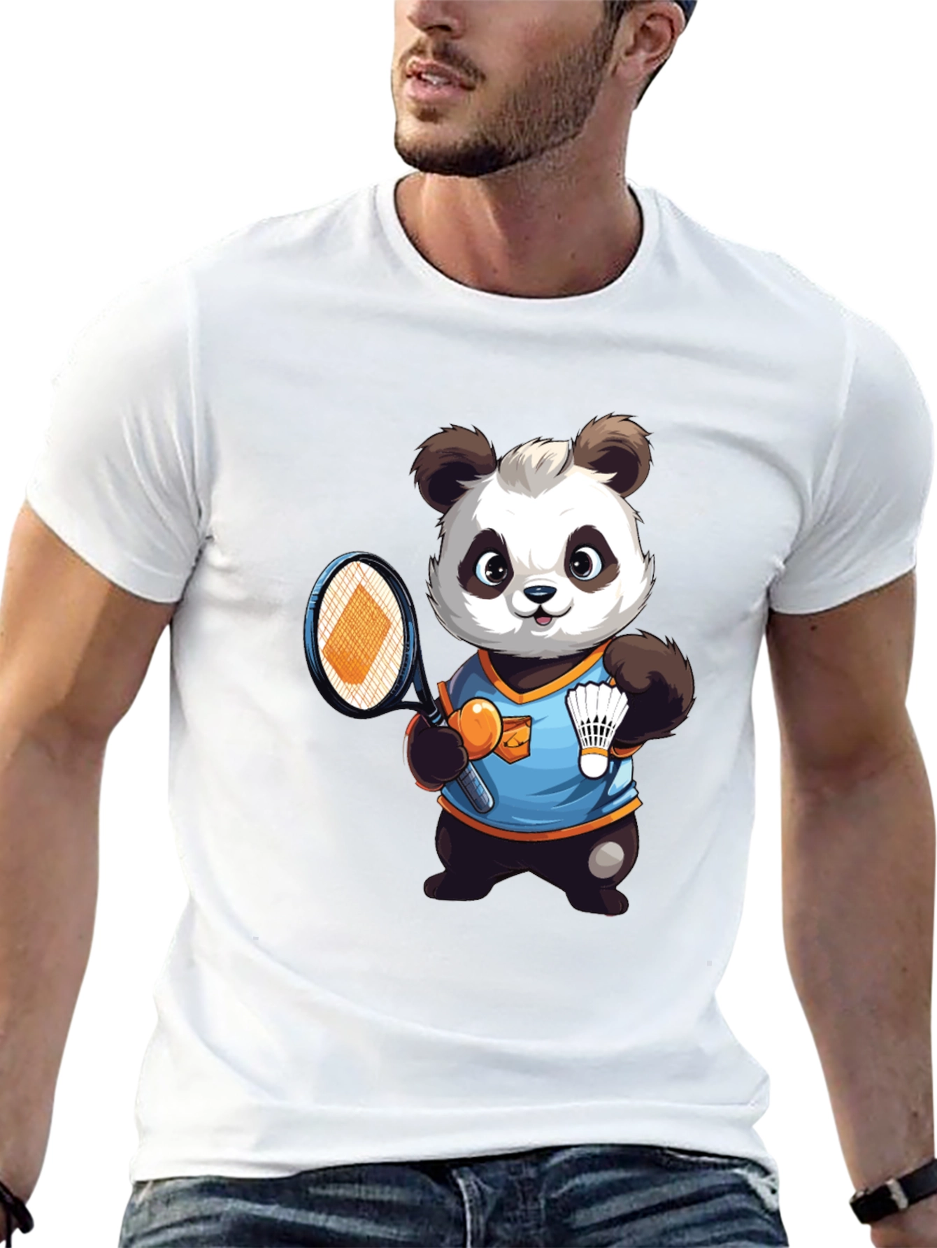 Cute Panda Badminton T-Shirt