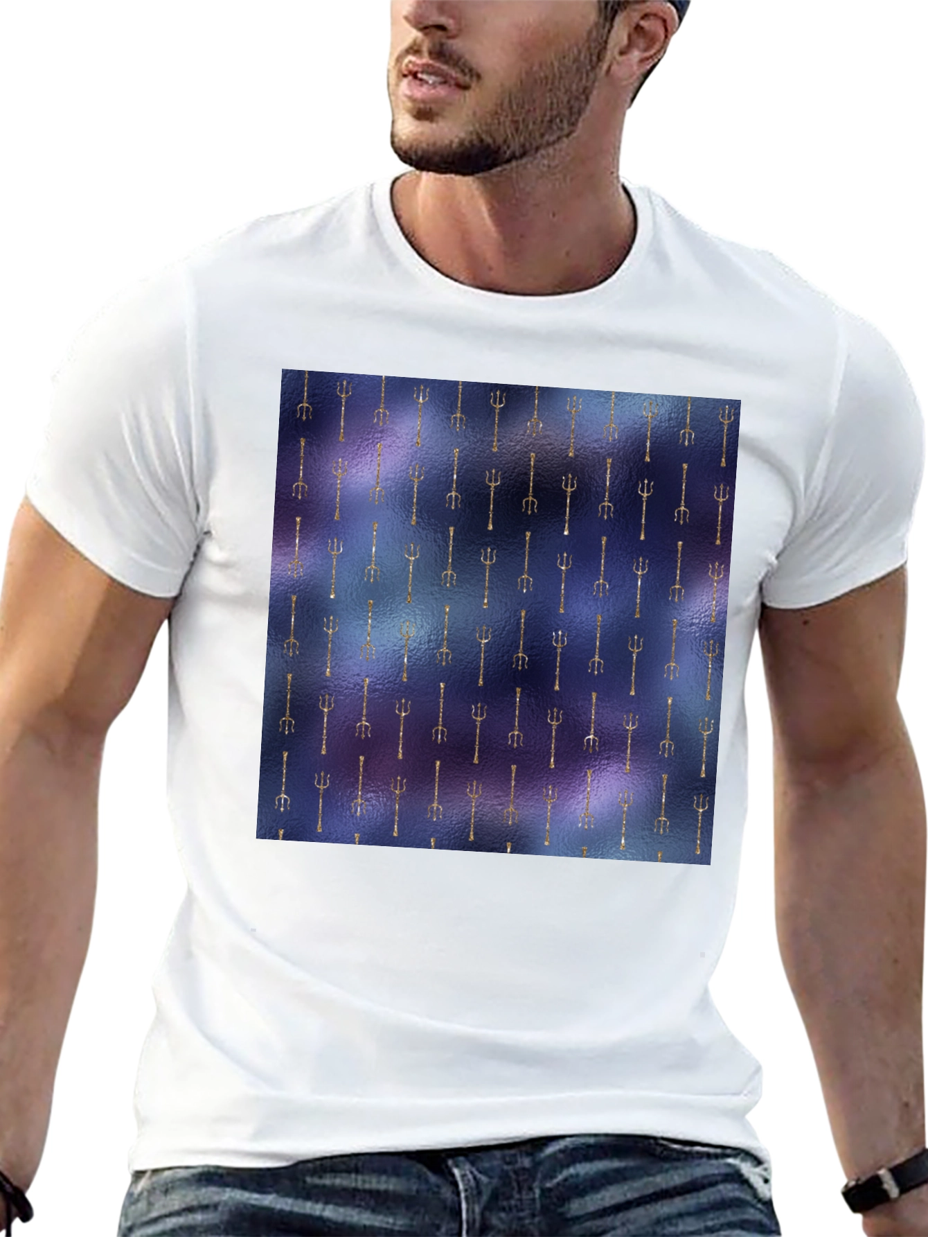 Unique Trident Pattern T-Shirt