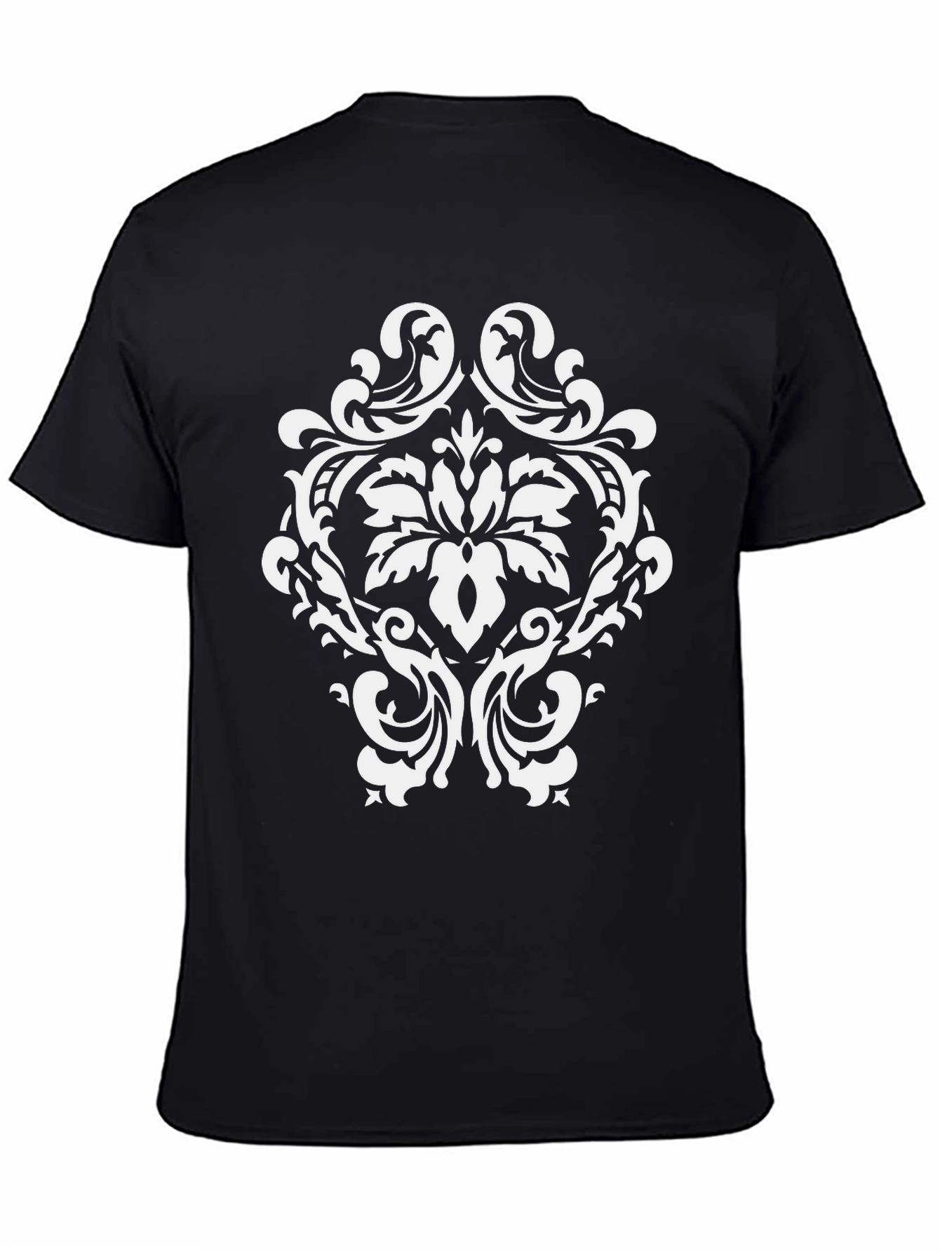 Elegant Damask Print Black T-Shirt