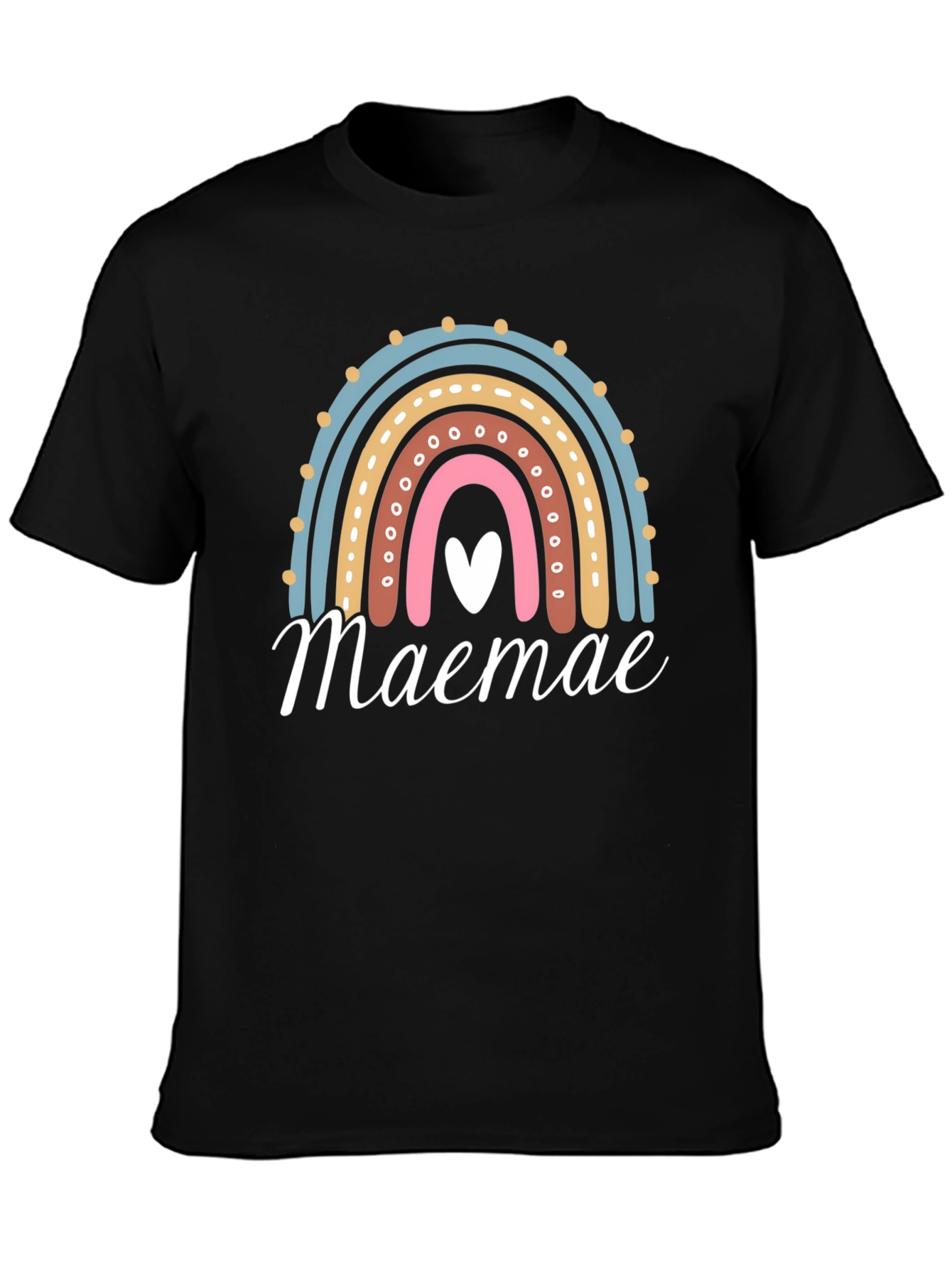 Maemae Rainbow Graphic Tee - Heart Accent T-Shirt