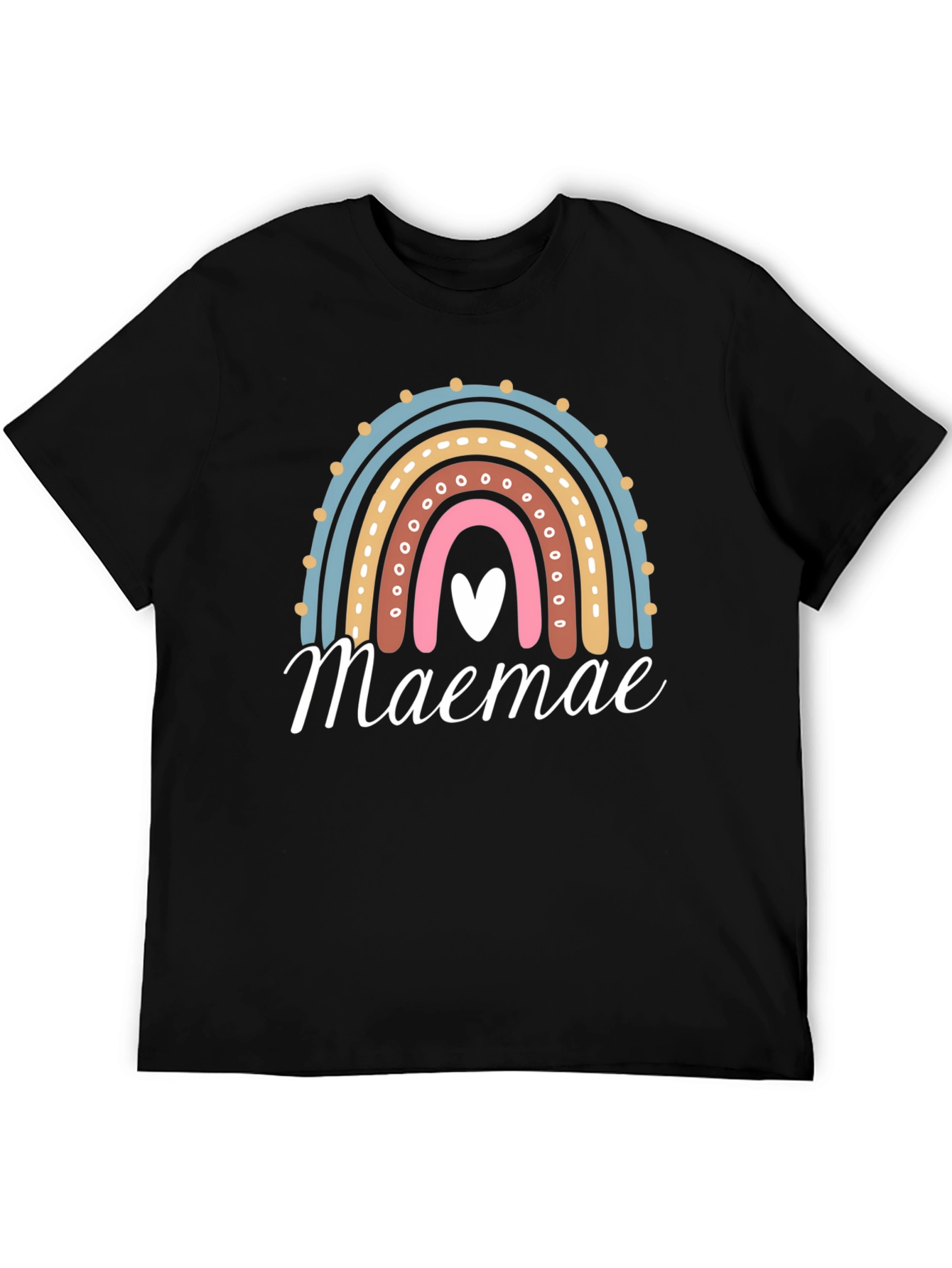 Maemae Rainbow Graphic Tee - Heart Accent T-Shirt