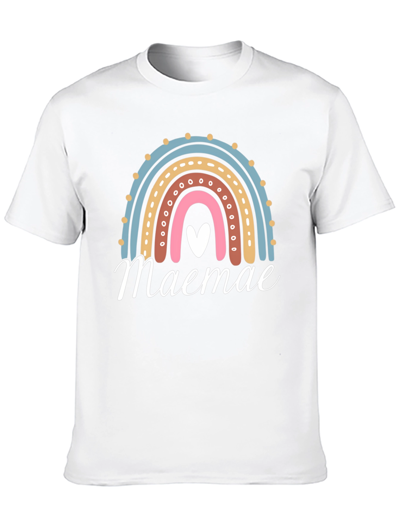 Maemae Rainbow Graphic Tee - Heart Accent T-Shirt