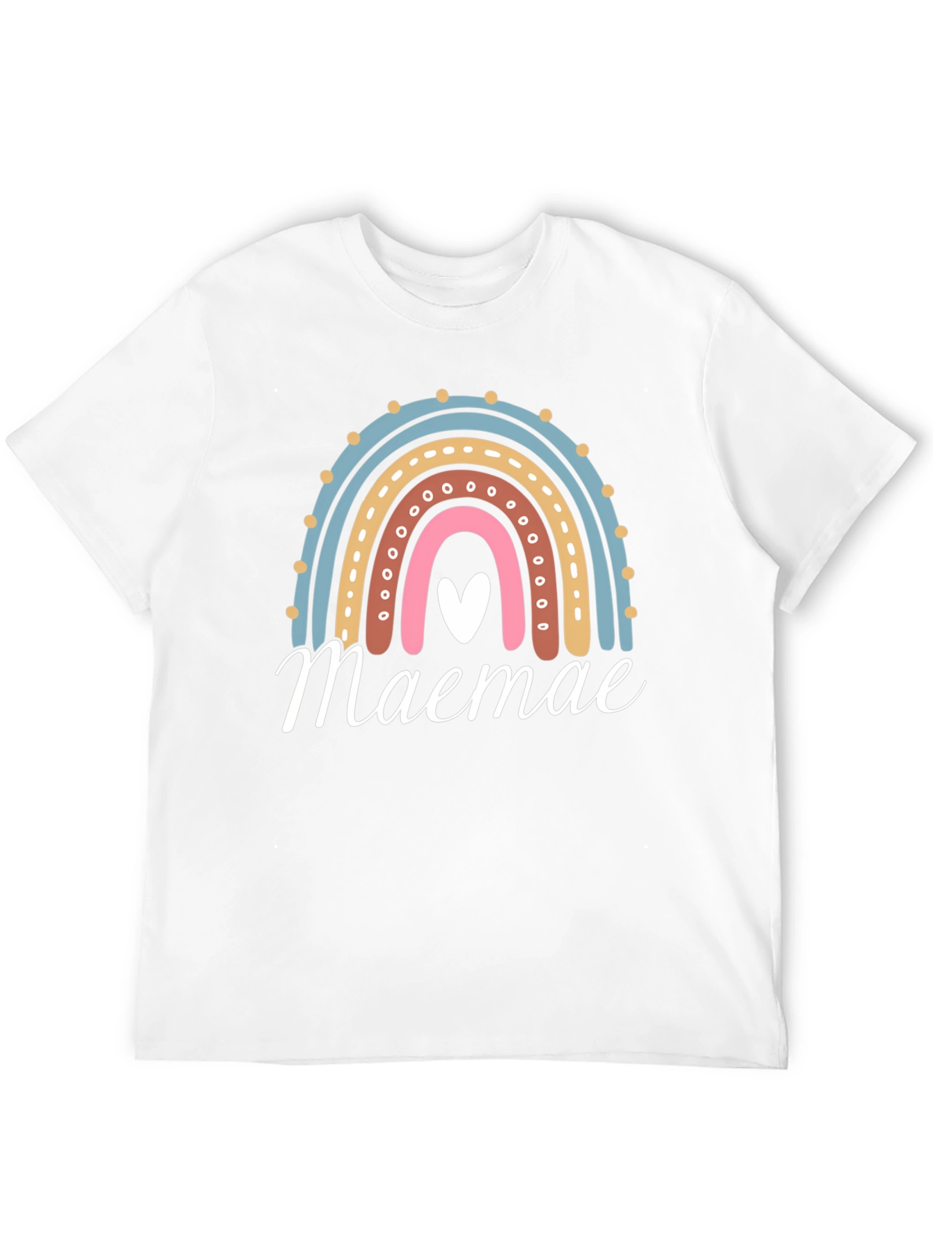 Maemae Rainbow Graphic Tee - Heart Accent T-Shirt