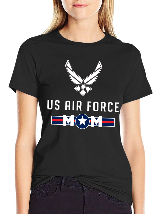 US Air Force Mom Graphic Tee - Black