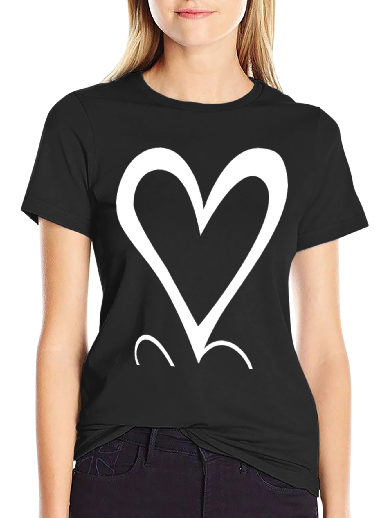 Heart Graphic Tee - Mens Casual Black T-Shirt