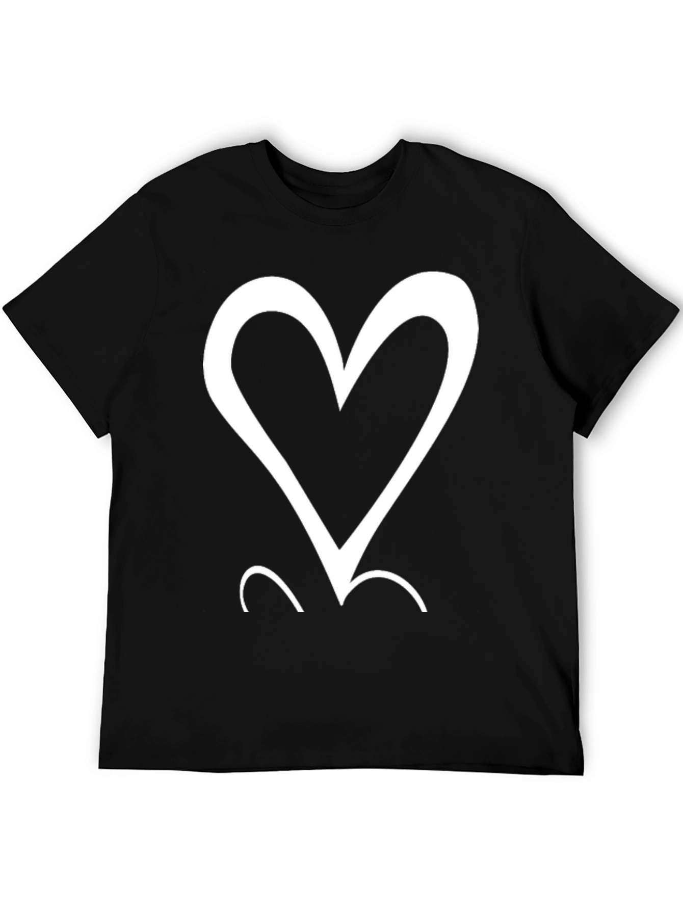 Heart Graphic Tee - Mens Casual Black T-Shirt