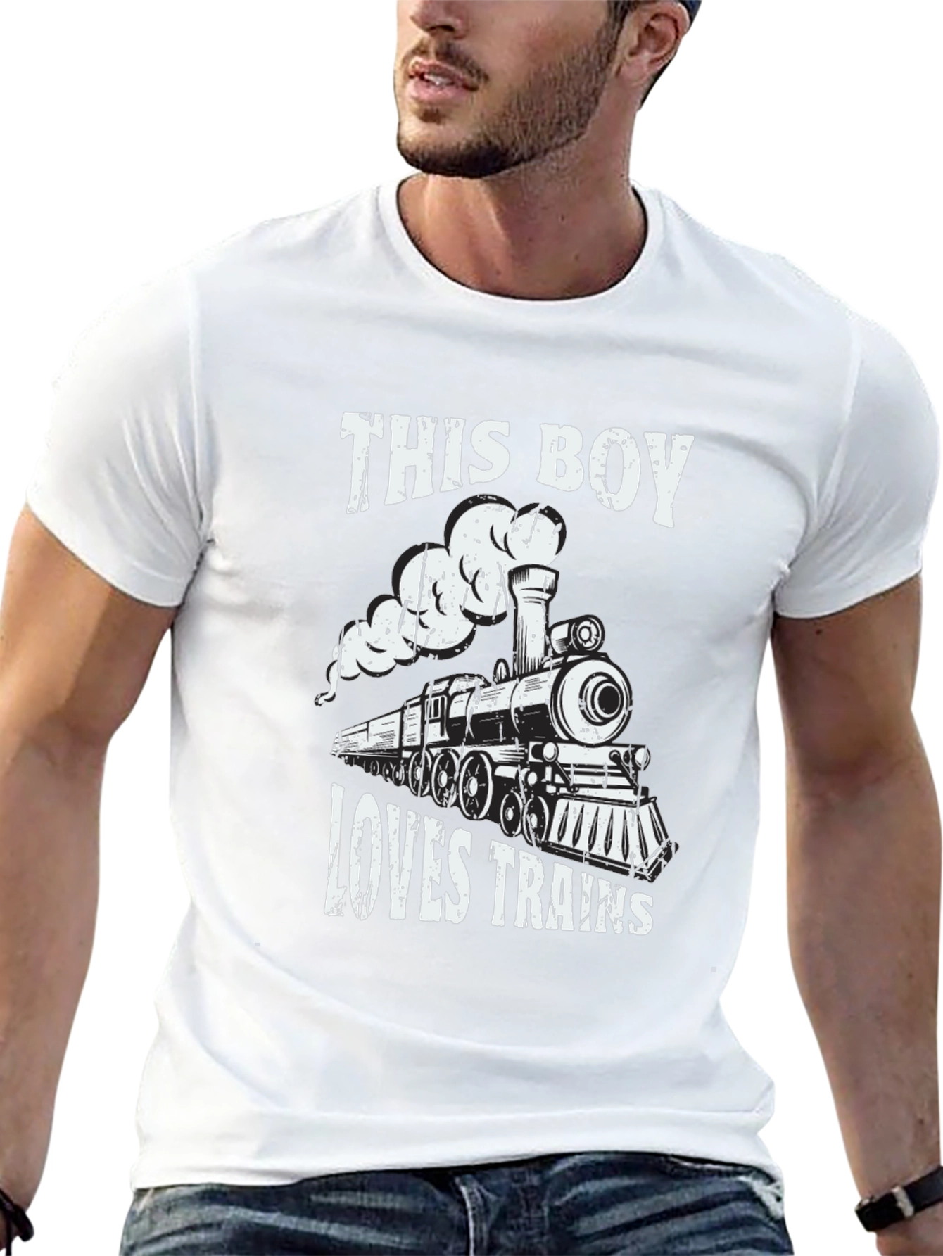 Boy Loves Trains Graphic Tee - Black