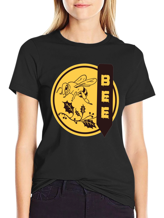 Bee Graphic T-Shirt - Black Crew Neck Tee