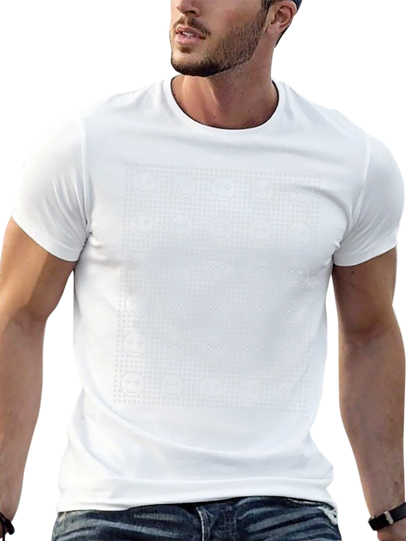 Smiley Face Pattern Black T-Shirt