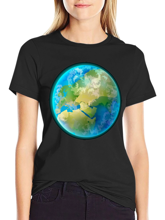 Earth Graphic Tee - Black Cotton Crew Neck Shirt
