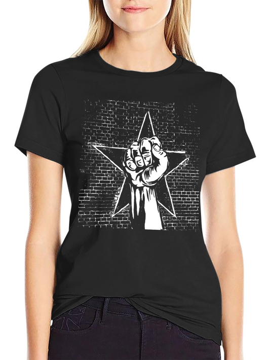 Black Graphic Tee - Fist & Star Design