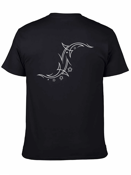 Mens Black T-Shirt with White Tribal Star Design