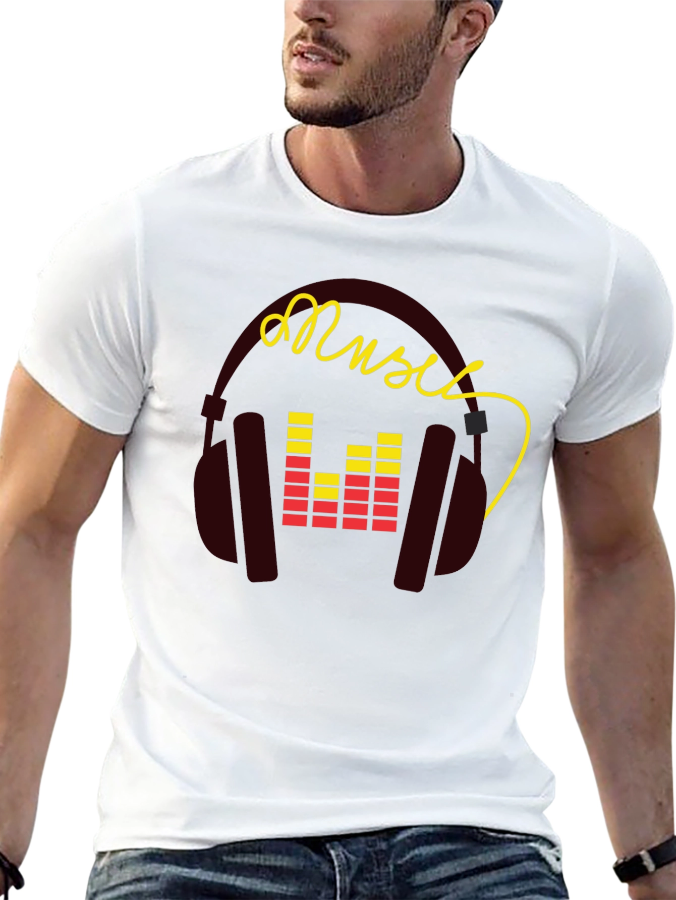Music Graphic Tee - Stylish Headphones Design