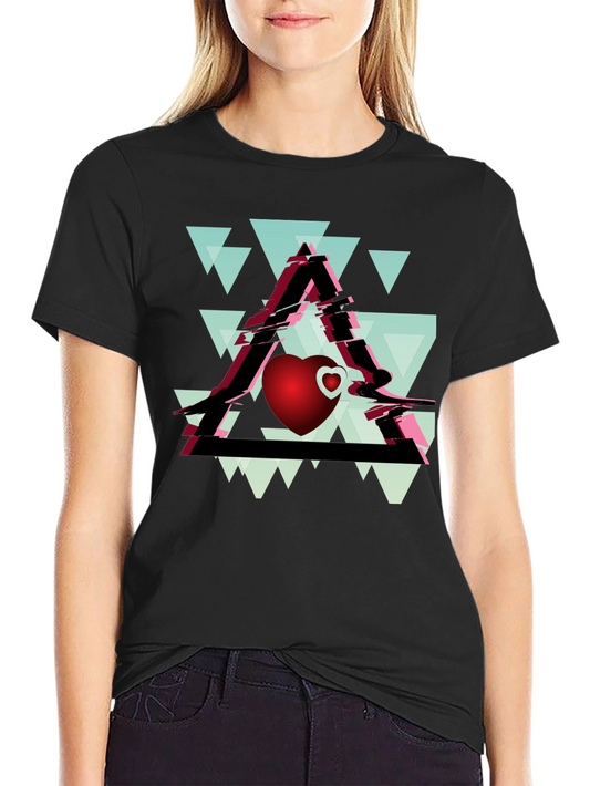 Geometric Heart Graphic Tee - Stylish Mens Black T-Shirt