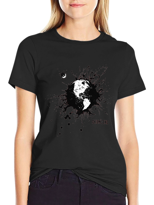 Earth and Moon Graphic Black T-Shirt