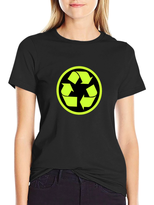 Eco-Friendly Black T-Shirt with Recycle Logo