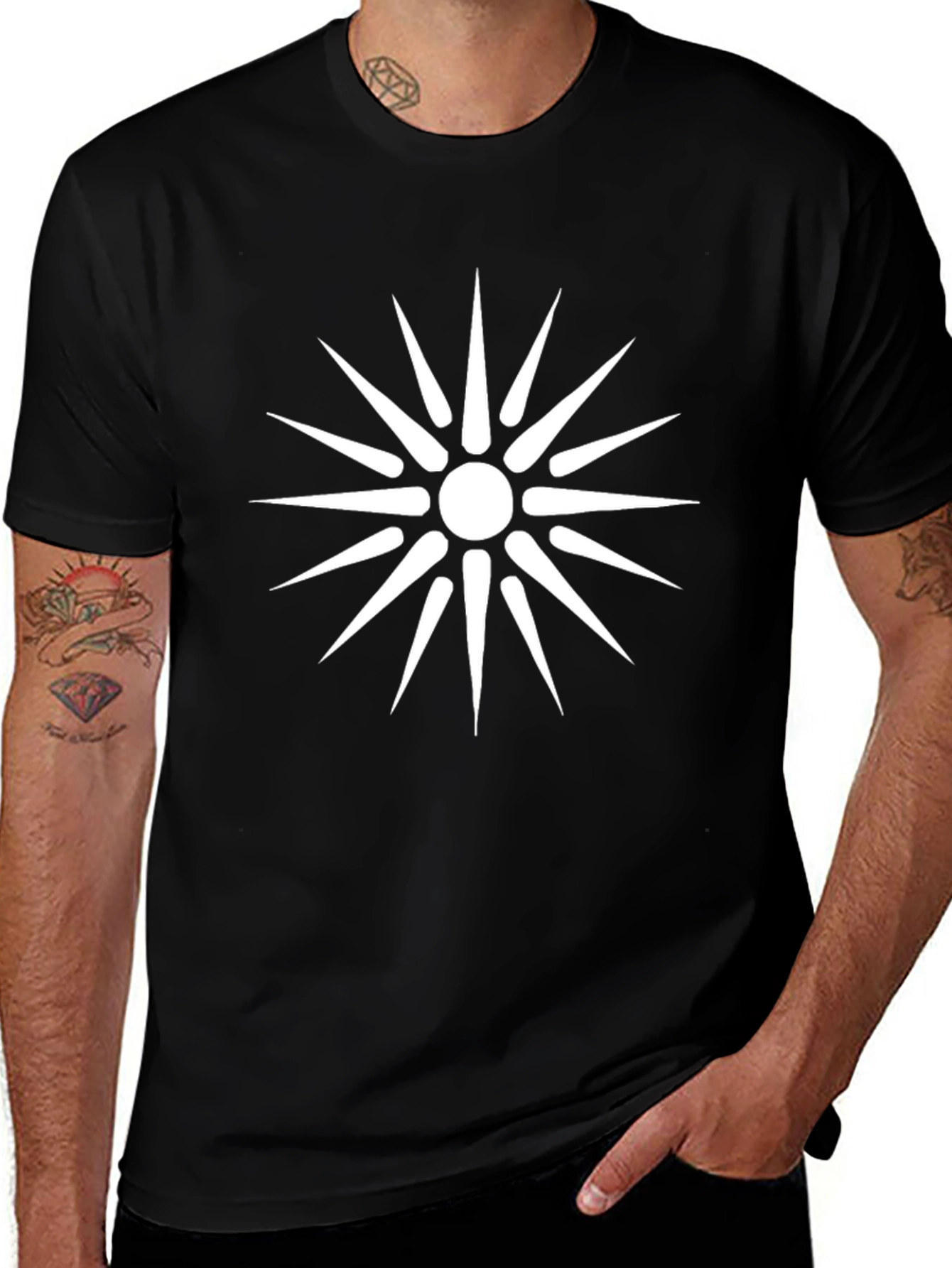 Stylish Black T-Shirt with Star of Vergina