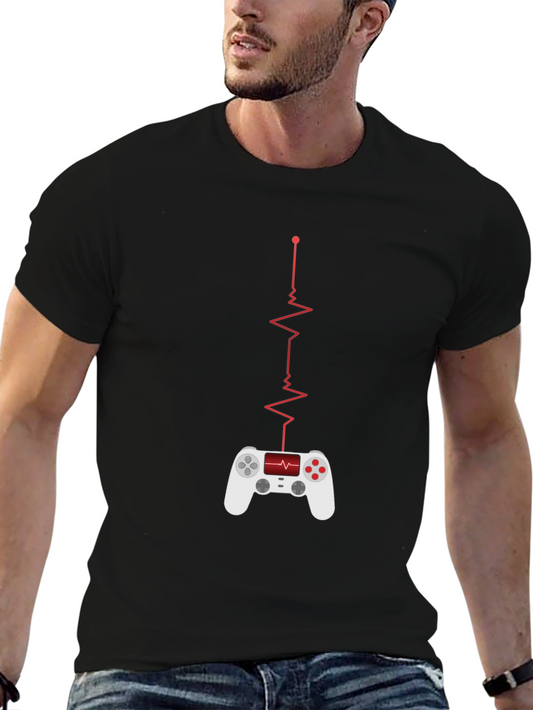 Gamer Heartbeat T-Shirt - Black Cotton Blend
