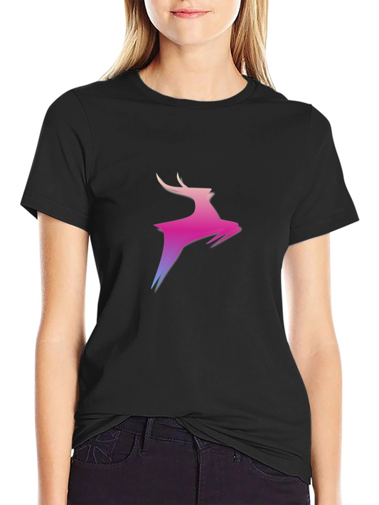 Gradient Deer Graphic Black T-Shirt