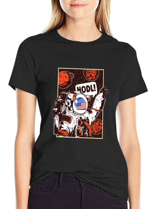 HODL Astronaut Graphic Tee - Black Cotton T-Shirt