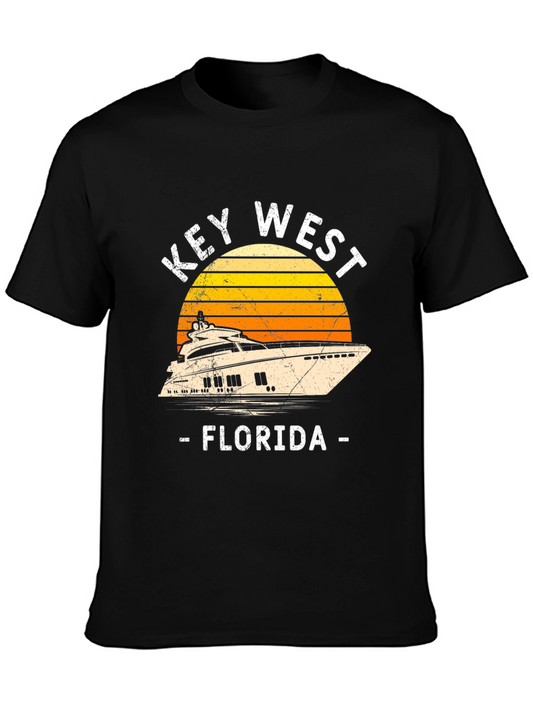 Key West Florida T-Shirt - Sunset Boat Graphic Tee