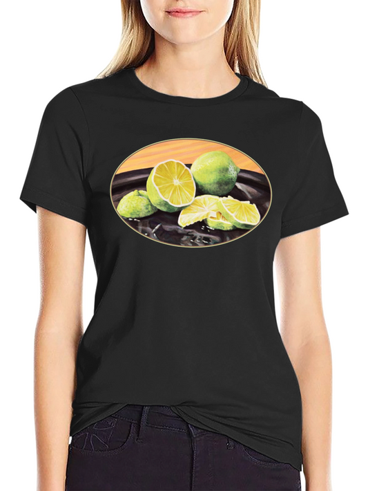 Lime Fruit Graphic Black T-Shirt