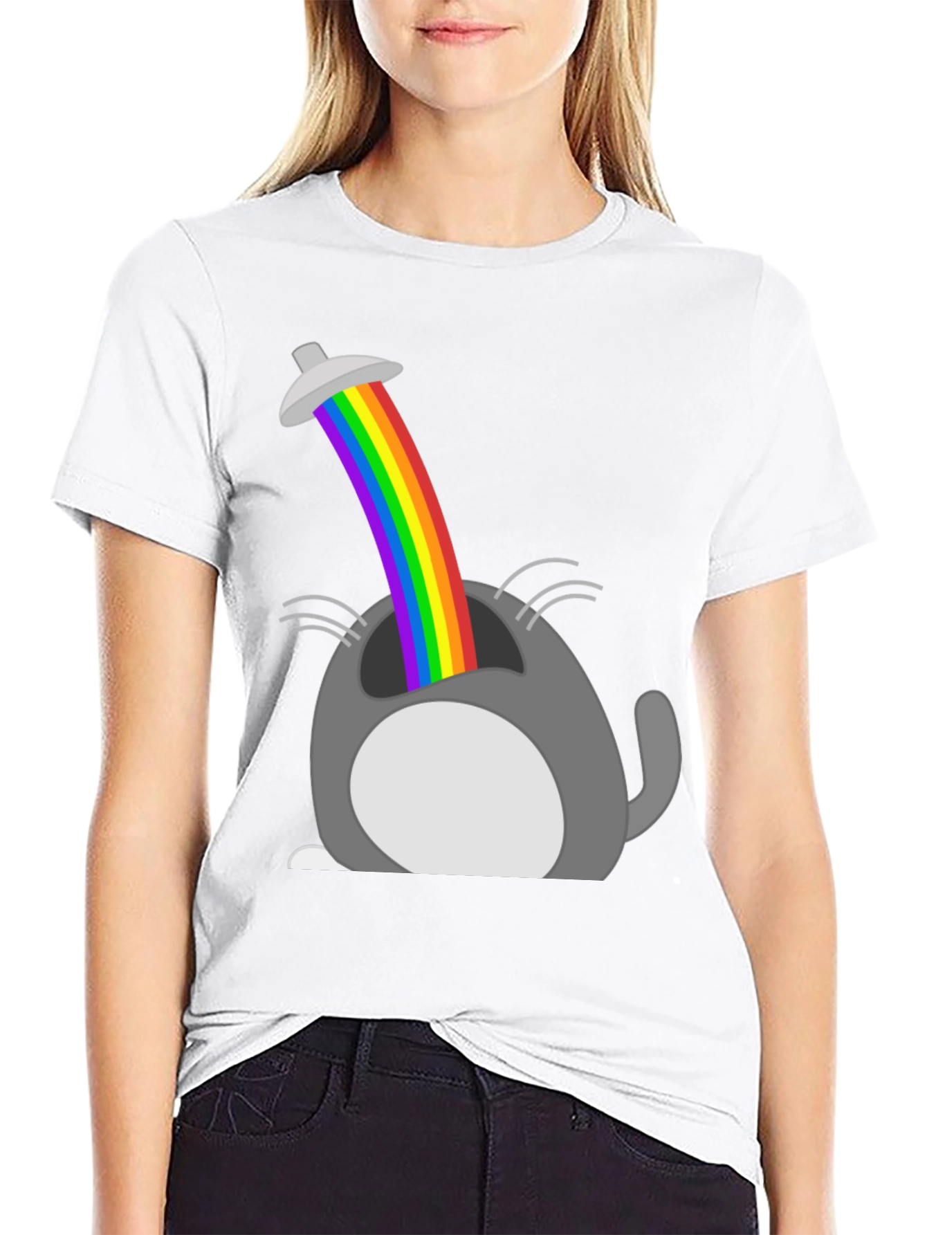 Rainbow Cat UFO Abduction Graphic Tee