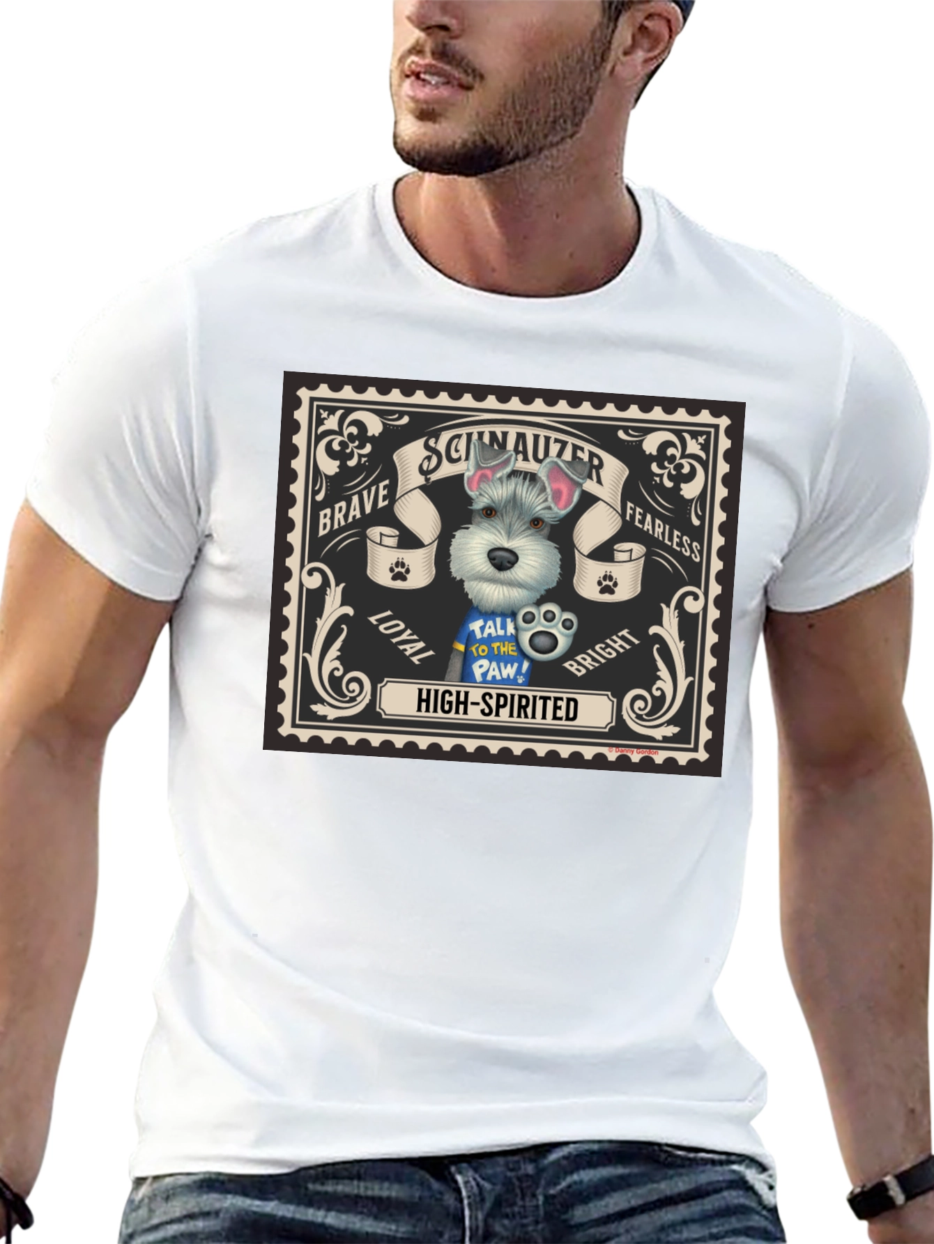 Schnauzer Dog Stamp T-Shirt - Brave Fearless Loyal