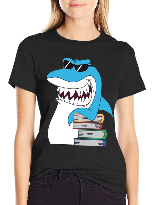 Cool Shark Reads Books Graphic T-Shirt