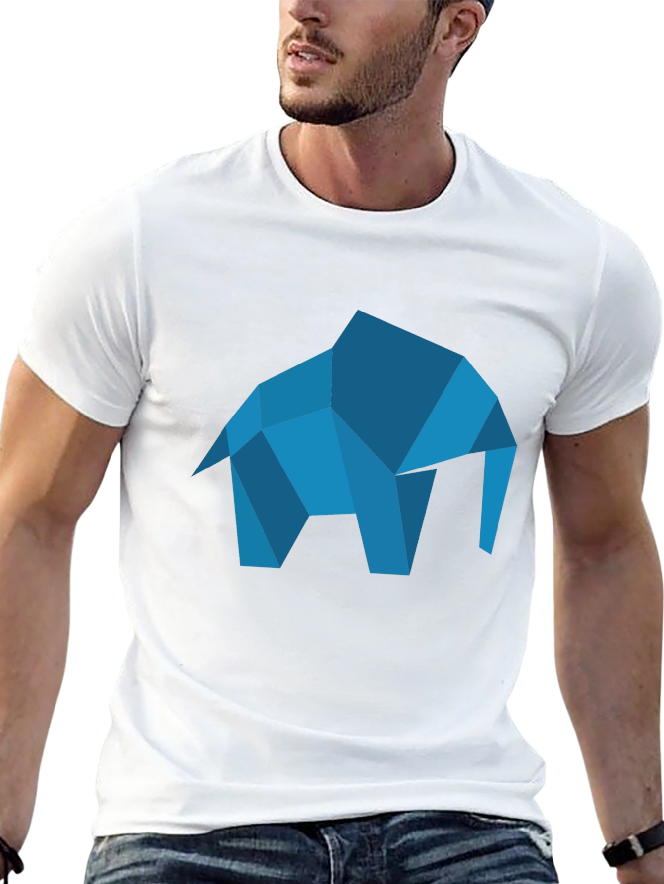 Geometric Elephant Graphic Tee - Modern Black T-Shirt