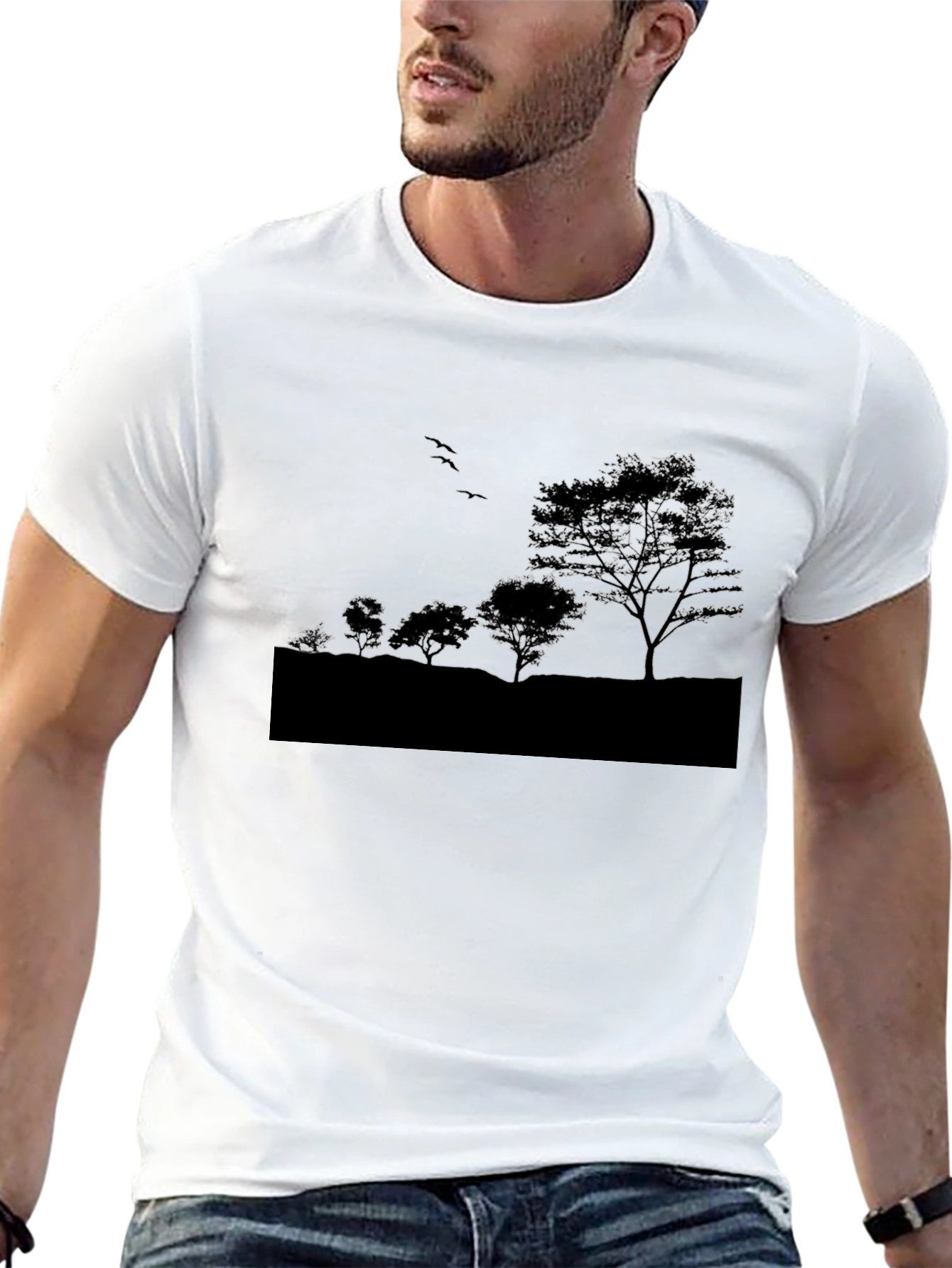 Nature Silhouette Graphic Tee - Black