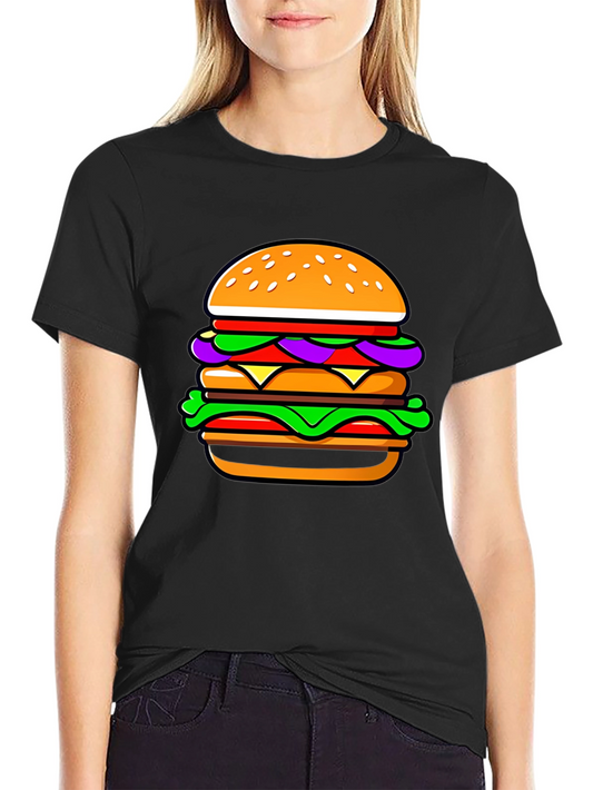 Burger Graphic T-Shirt - Casual Black Tee