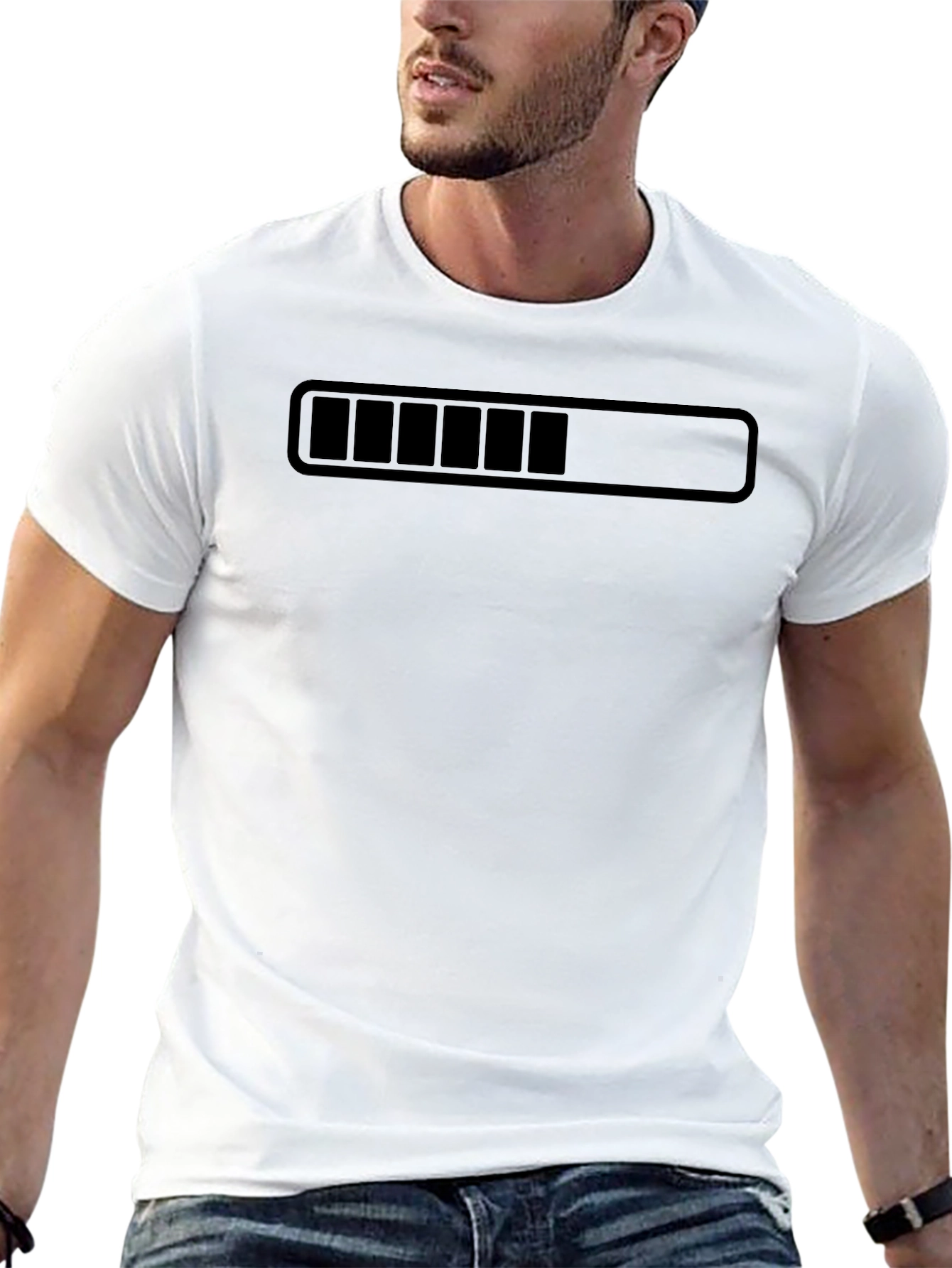 Loading Bar Graphic Tee - Black Cotton T-Shirt