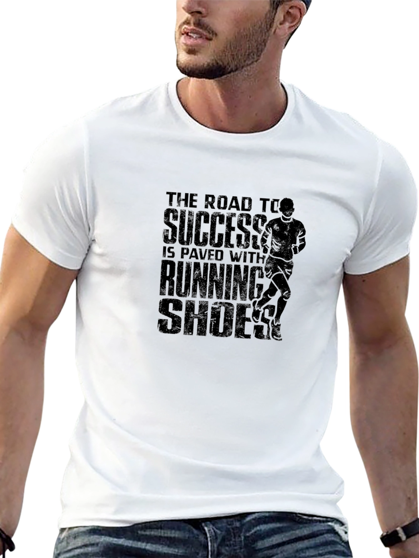 Road to Success Running Shoes Black Graphic Tee