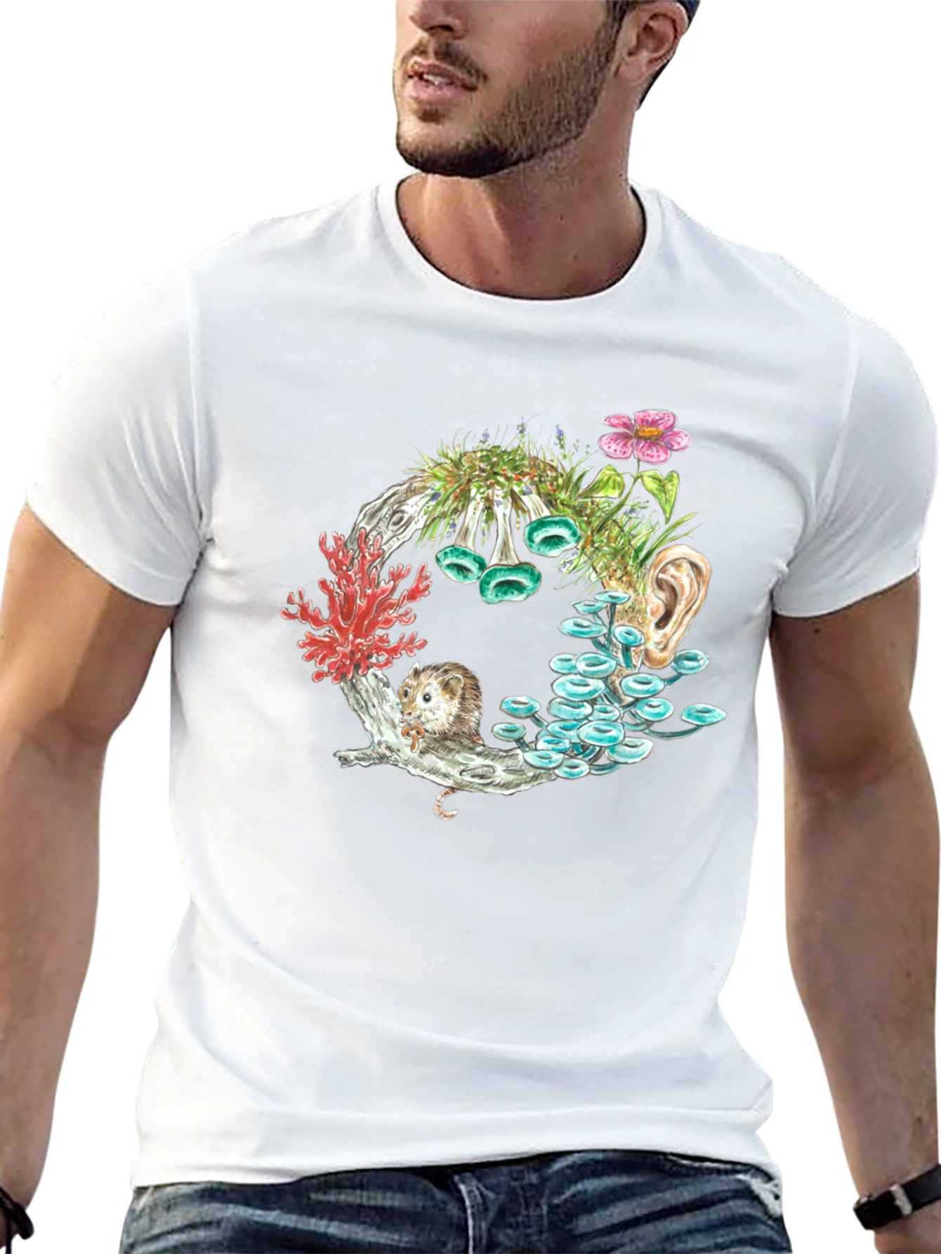 Surreal Nature Graphic Tee - Unique Print Design