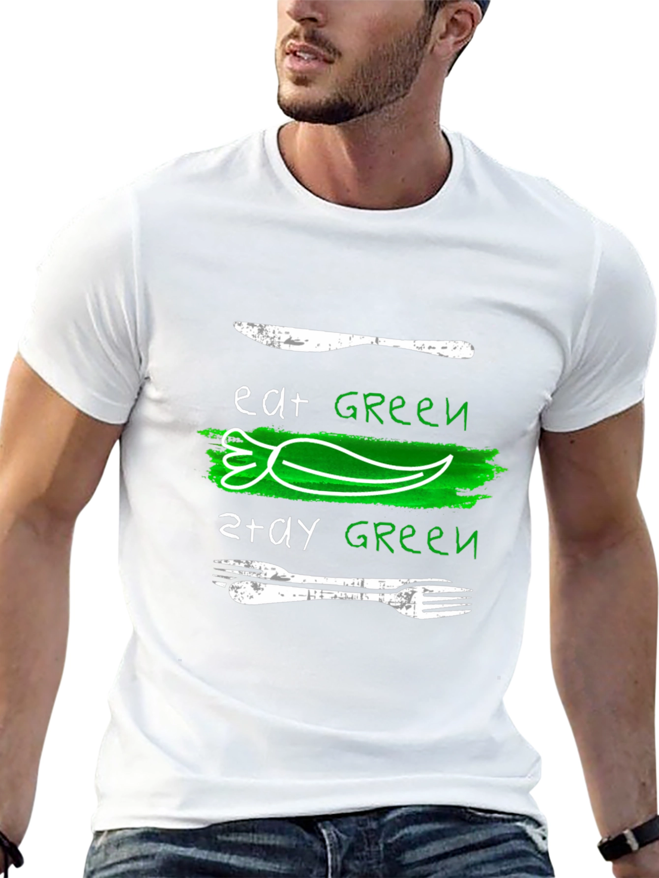 Eat Green Stay Green Graphic Tee - Black