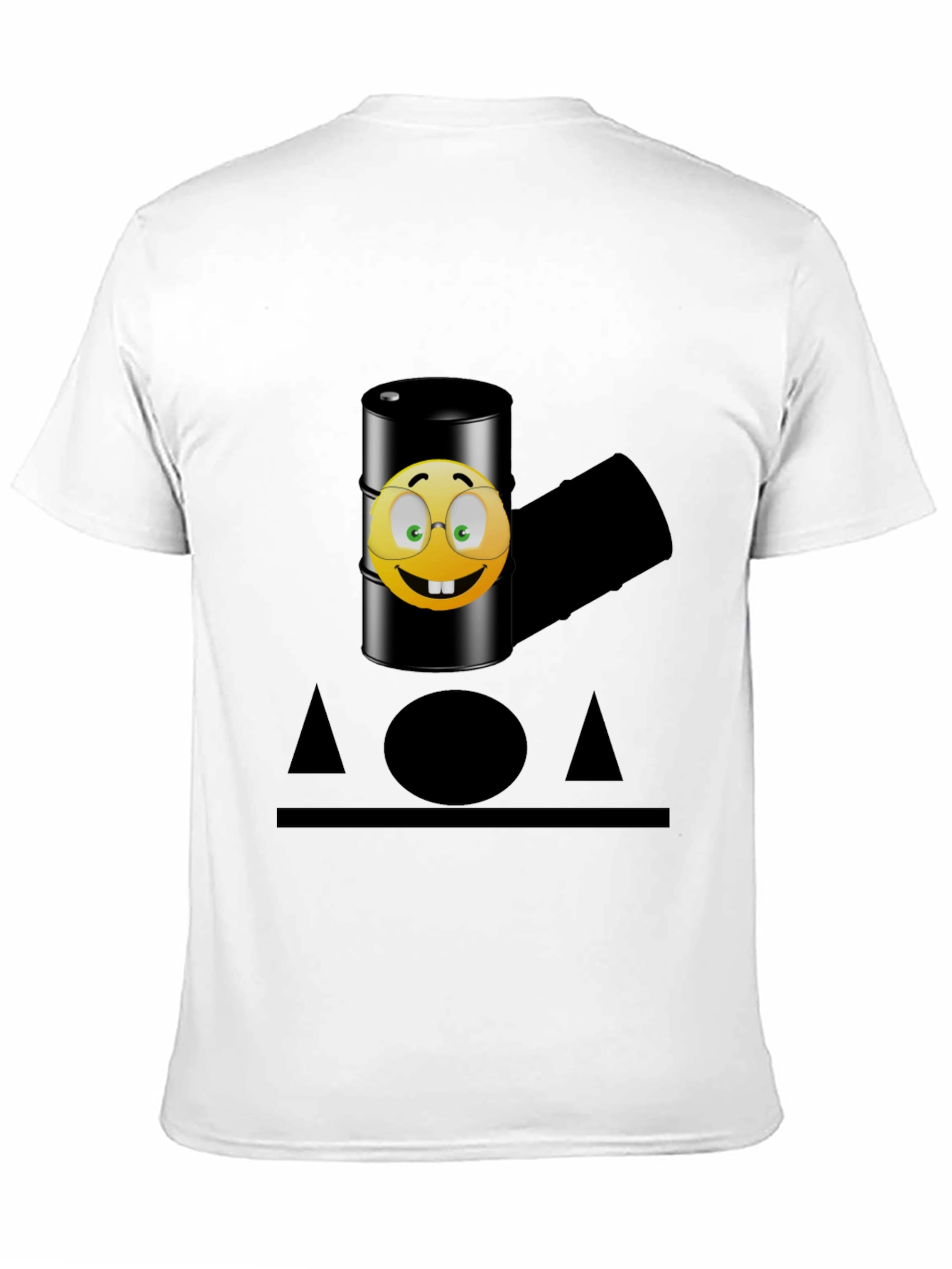 Humorous Emoji Oil Barrel T-Shirt - Black