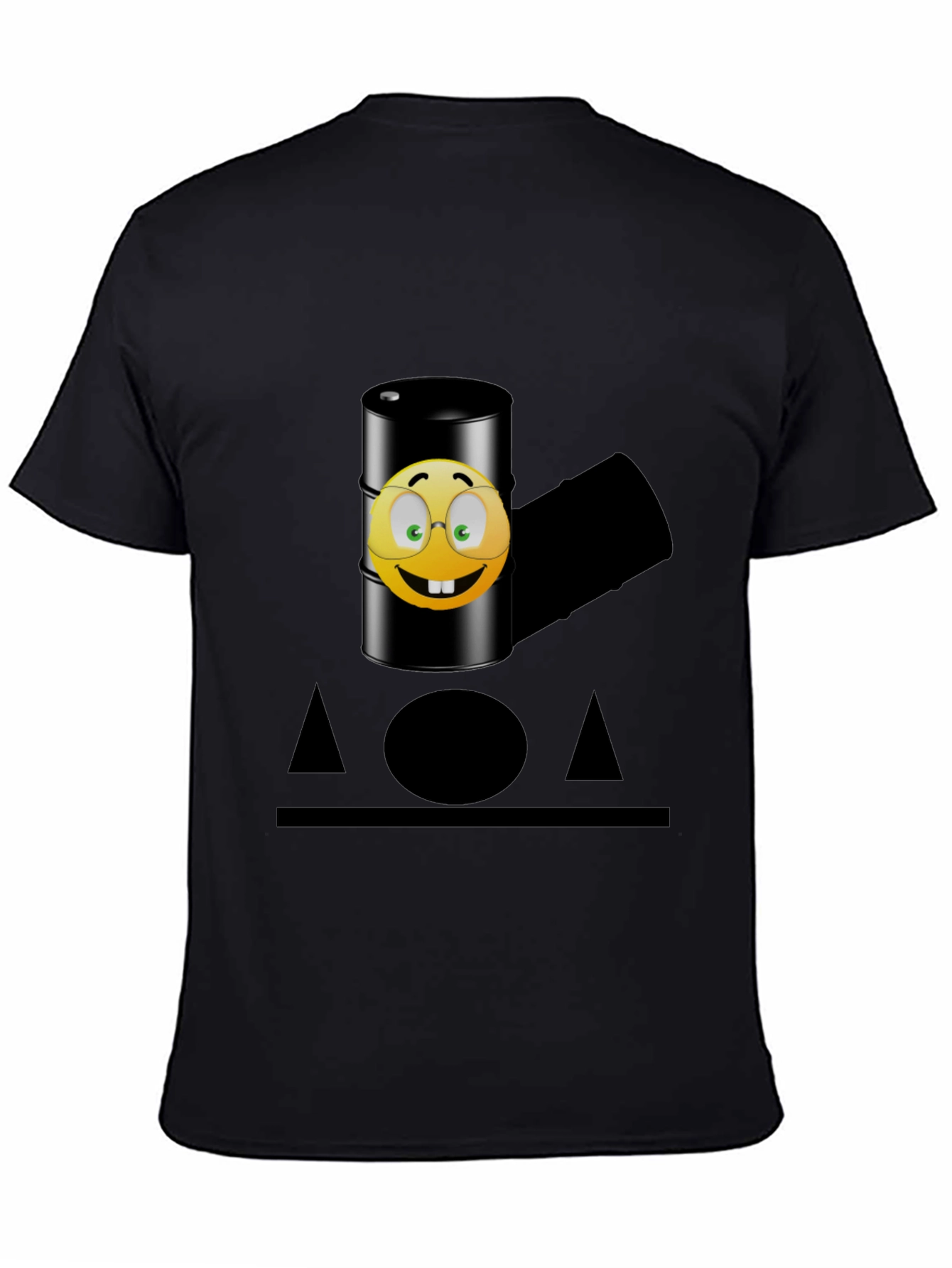 Humorous Emoji Oil Barrel T-Shirt - Black